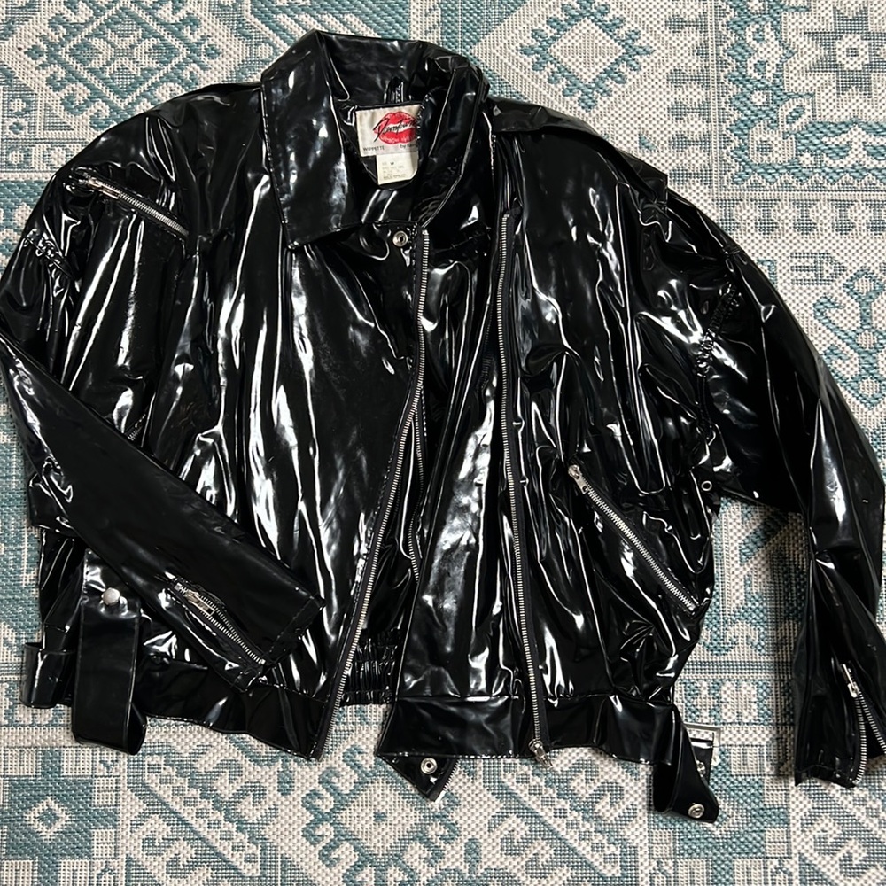 COPY - VINTAGE 80’s Vinyl Crop Moto Jacket by Kenn Sporn
